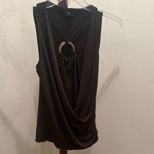Iz Byer Elegant Brown  Sleeveless Top